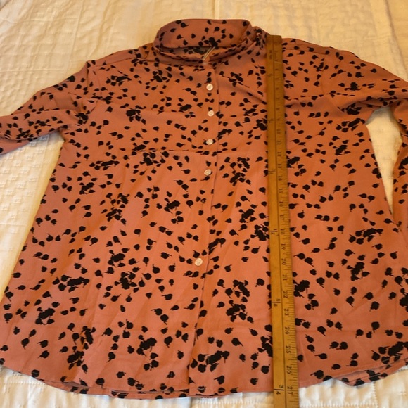 Dokotoo Casual V Neck Alicia Floral Print Long Sleeve Chiffon Button Down Size L - Picture 11 of 12